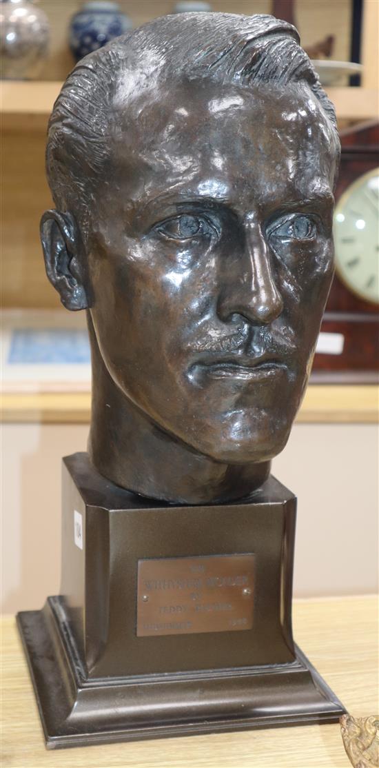 A bronze portrait bust The Withy Shaw Wonder by Teddy Palmer height 43cm